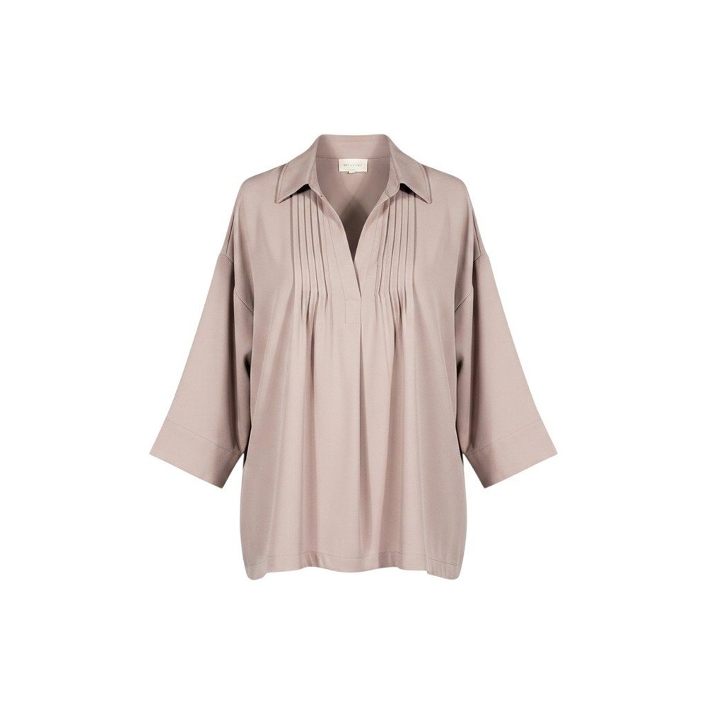 Melloday Womens Small S Mauve Pink Pleated Blouse Professional Office Casual